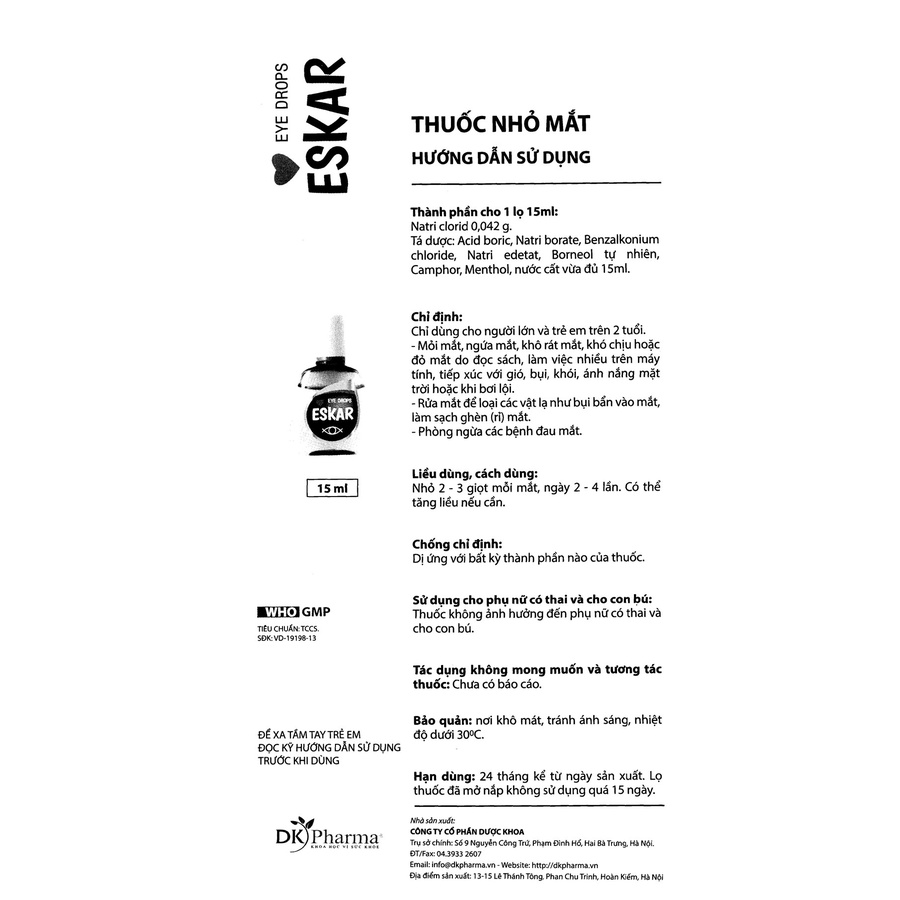 Dung dịch nhỏ mắt ESKAR 15ml