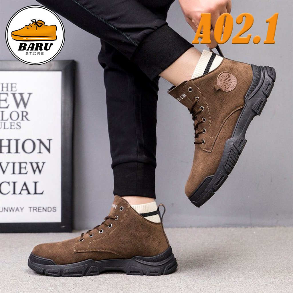 Giày nam Sneakers Cổ Cao Phối Vải