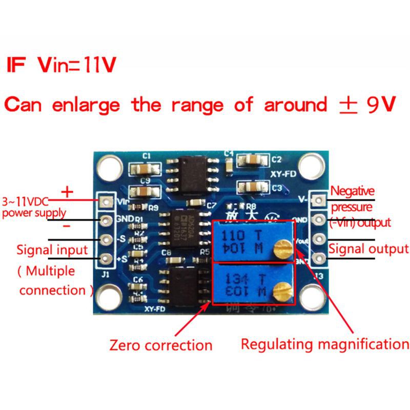 yal AD620 Microvolt Millivolts Voltage Amplifier Signal Booster Instrumentation Modu