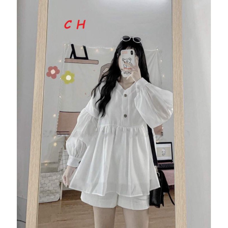 [RẺ VÔ ĐỊCH-FREESHIP] sơ mi babydoll cúc gỗ có ảnh thật SP Freesize 45-55kg🍀kiểu dáng UNISEX🍀phong cách HÀN QUỐC | BigBuy360 - bigbuy360.vn