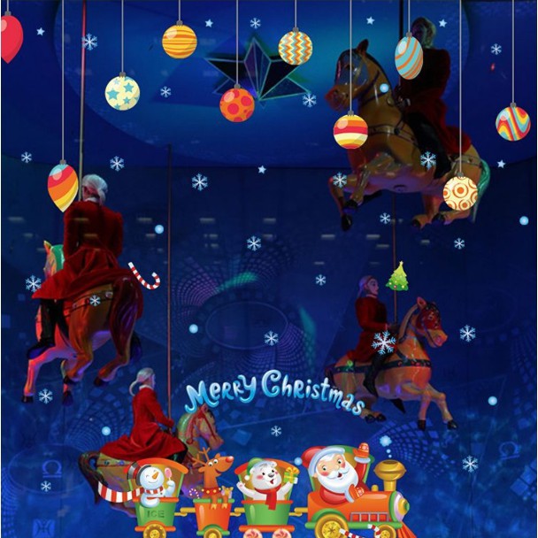 Decal dán tường Noel - Đoàn Tàu mini sắc màu lễ