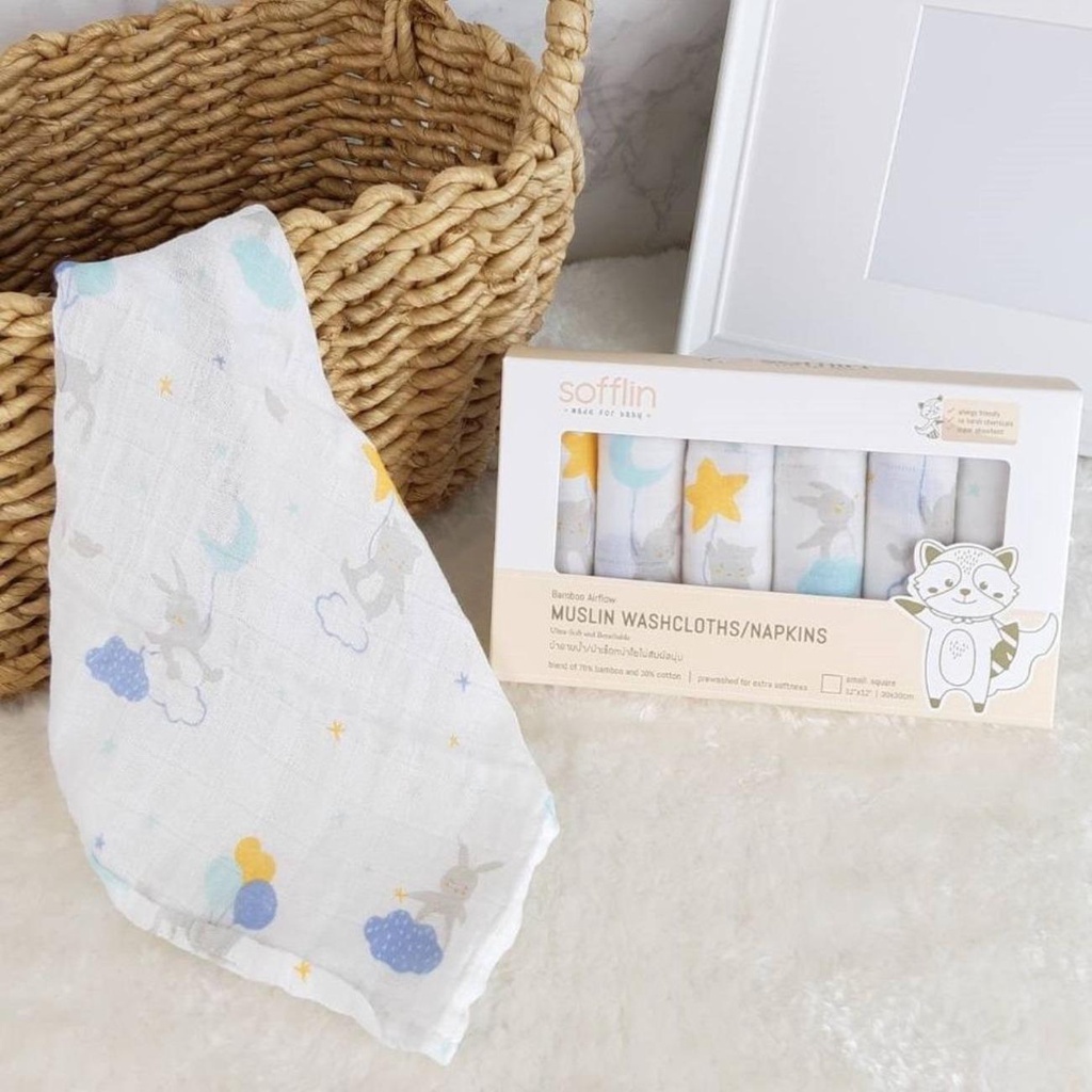 Khăn sữa sợi tre Sofflin vải sợi Organic cao cấp cho trẻ sơ sinh
