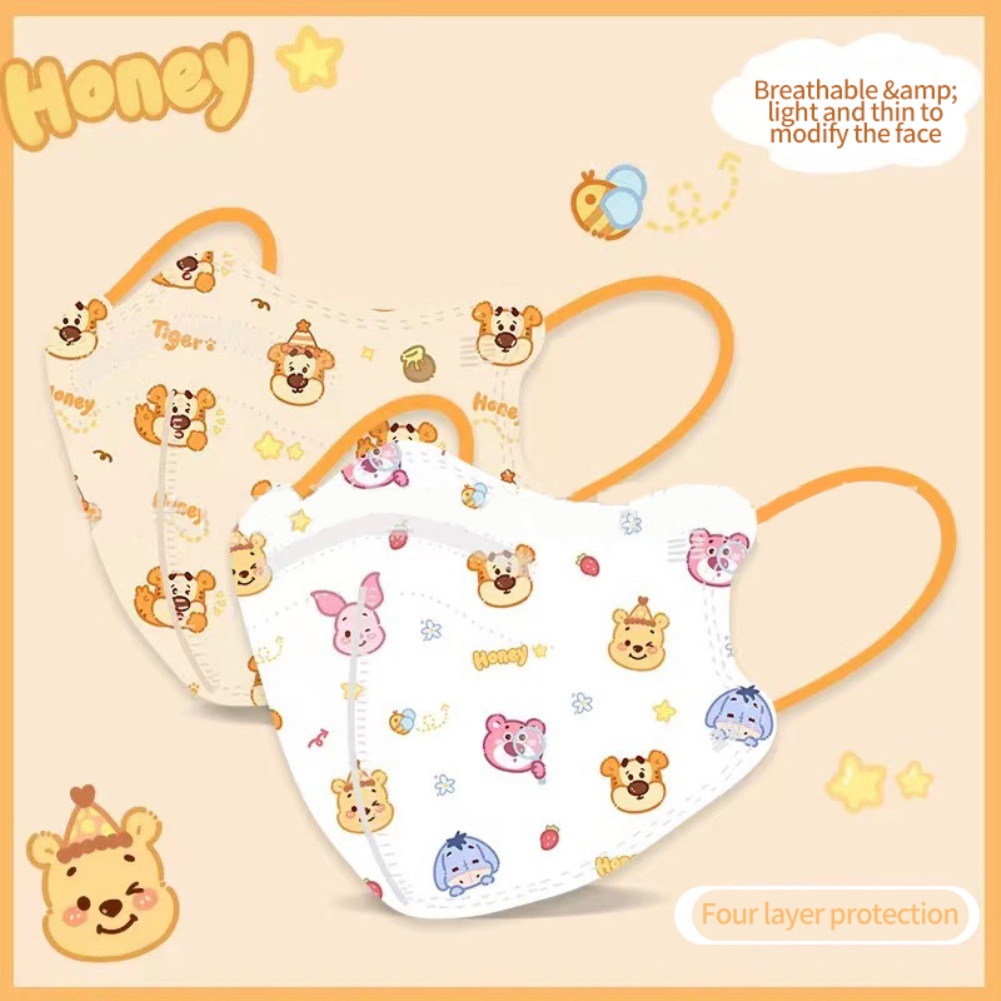 Set 10 khẩu trang chống bụi chống sương mù dùng một lần họa tiết hoạt hình 5D bảo vệ an toàn cho trẻ em