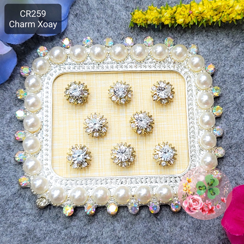 Số CR259 . Charm đá xoay kim loại dòng cao cấp đính đá trang trí móng siêu xinh.