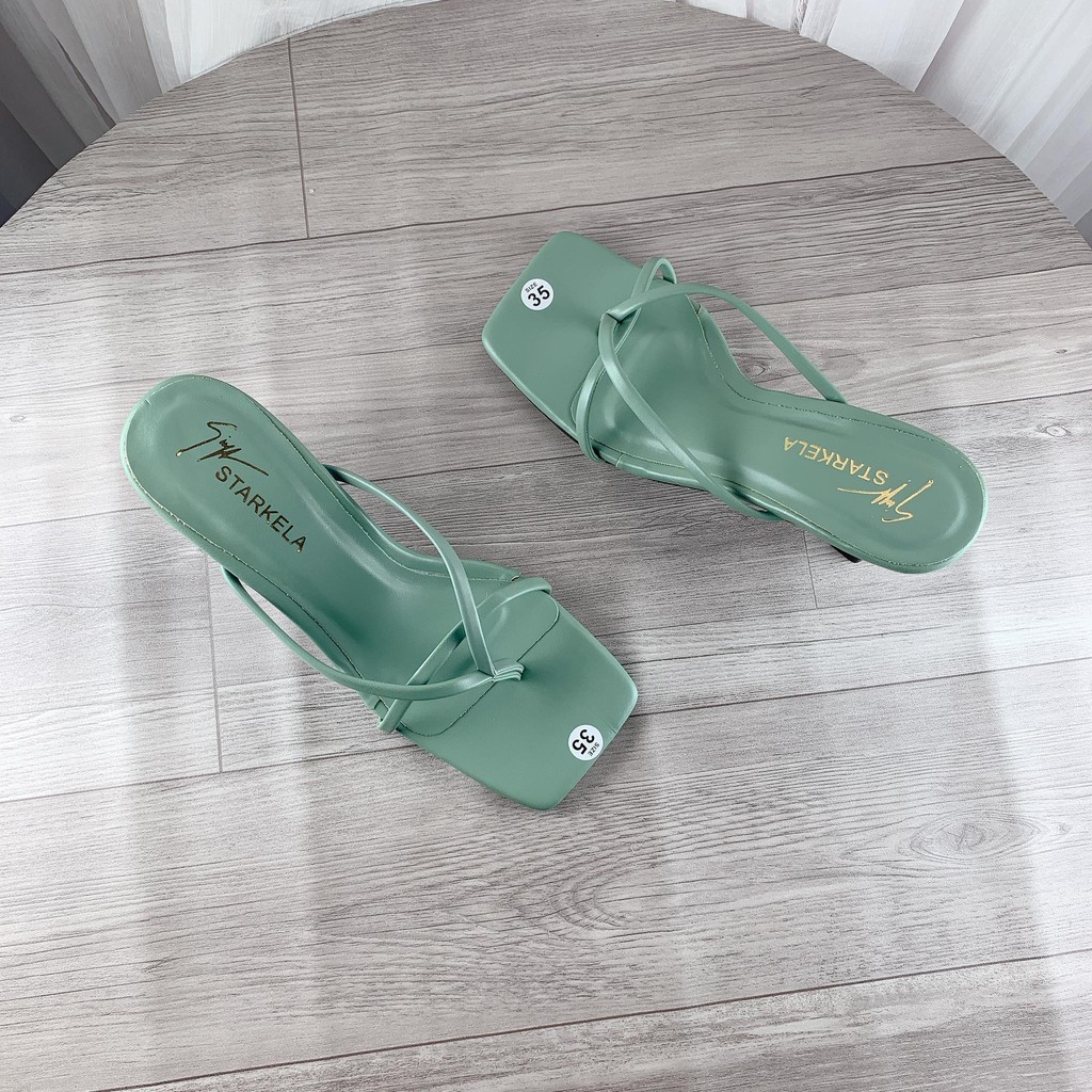 Guốc kẹp ngón phối dây mảnh gót nhọn 7cm (hàng đẹp ) - g95