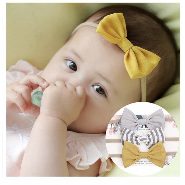 Set 3 turban nơ cho bé gái từ sơ sinh