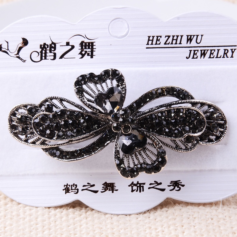 Kẹp Tóc Hình Nơ Đính Đá Phong Cách Vintage