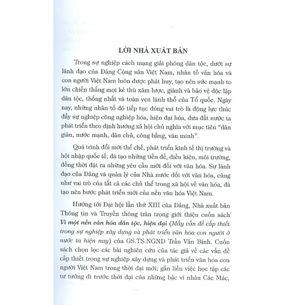 Sách - Vì Một Nền Văn Hóa Dân Tộc, Hiện Đại (Mấy Vấn Đề Cấp Thiết Trong Sự Nghiệp Xây Dựng Và Phát Triển Văn Hóa...) | BigBuy360 - bigbuy360.vn
