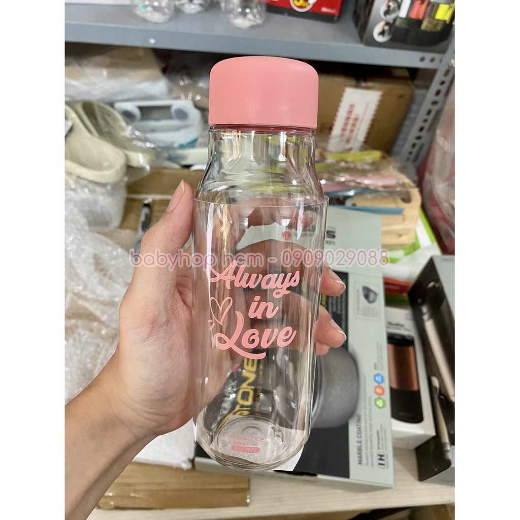 Bình nước Lock&Lock Milky dung tích 500ml nhựa PET BPA Free HAP654 - BABYHOPSG