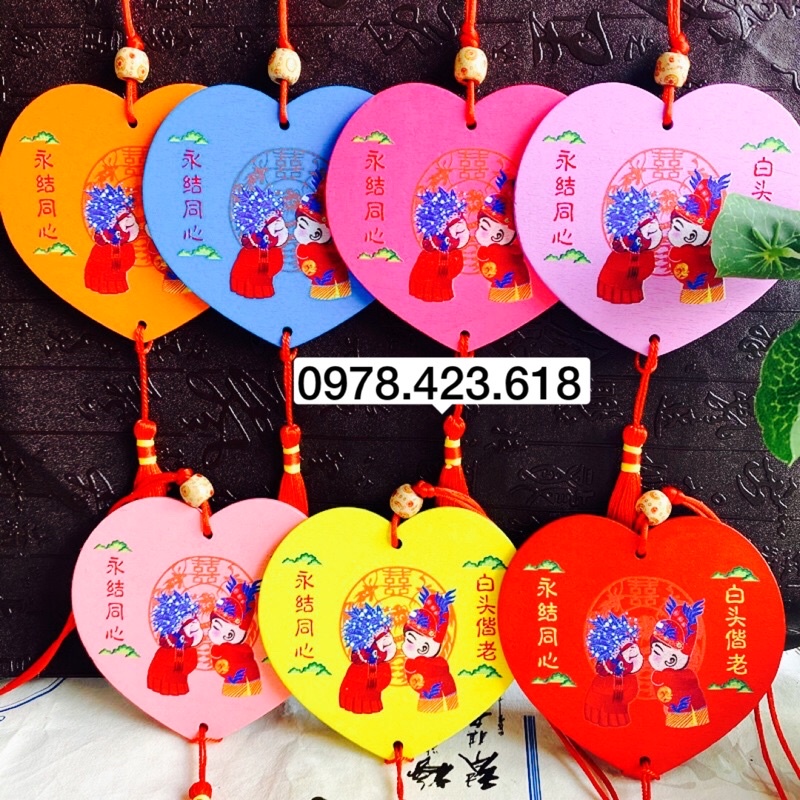 Bảng gỗ làm cây trái tim tình yêu - thẻ gỗ trái tim cầu nguyện, chúc Phúc