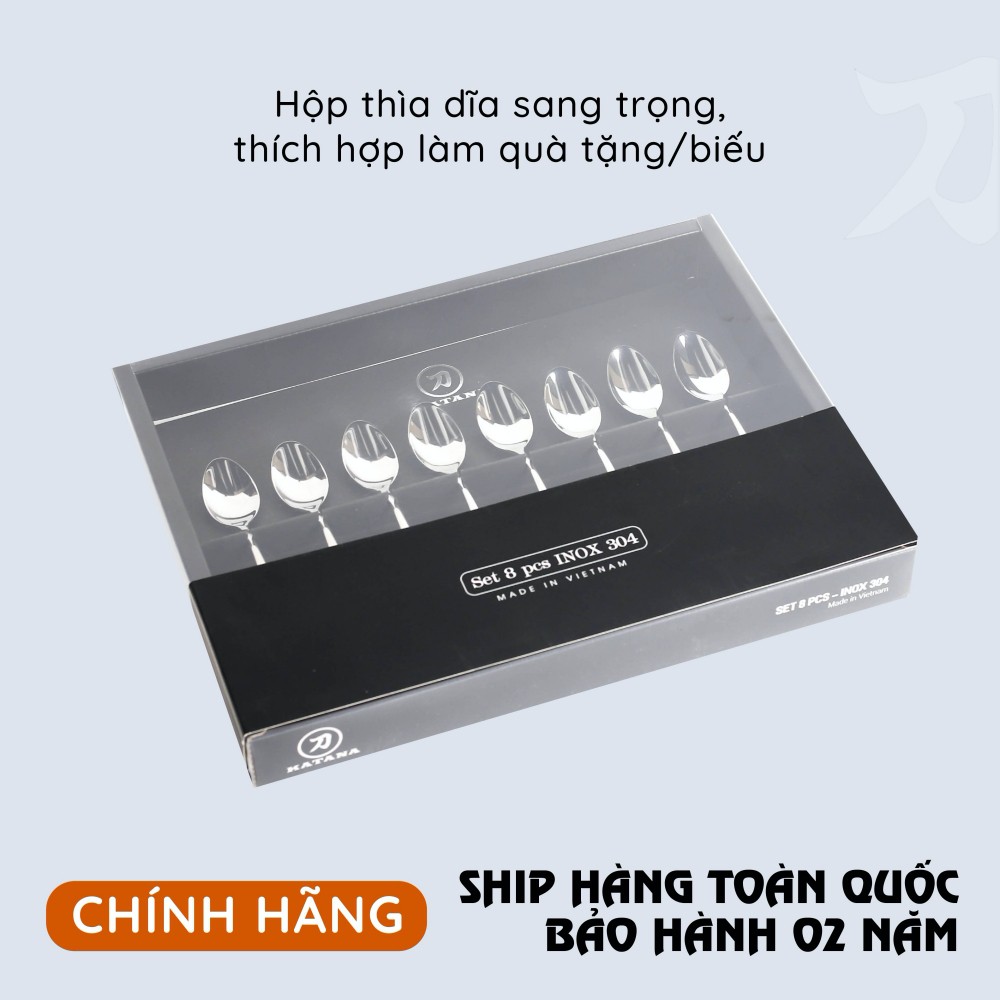 Set 8 thìa uống trà, cafe cao cấp inox 340 KATANA Elegance - vân trơn sáng bóng - VTK281