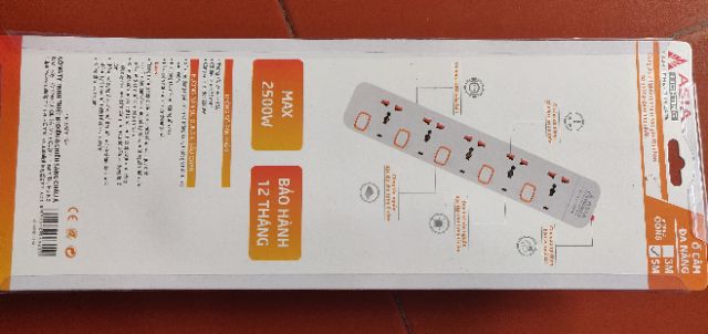 Ổ cắm đa năng liền dây 5m chính hãng Asia bảo hành 1 năm