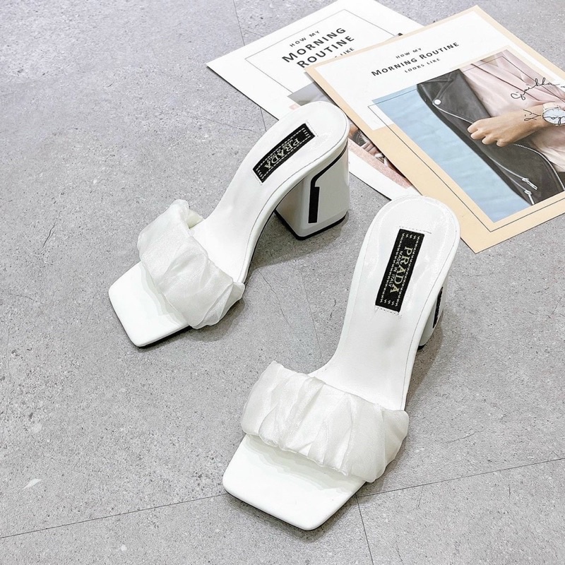 DÉP GUỐC BẢNG REN NHÚM GÓT VUÔNG 7P