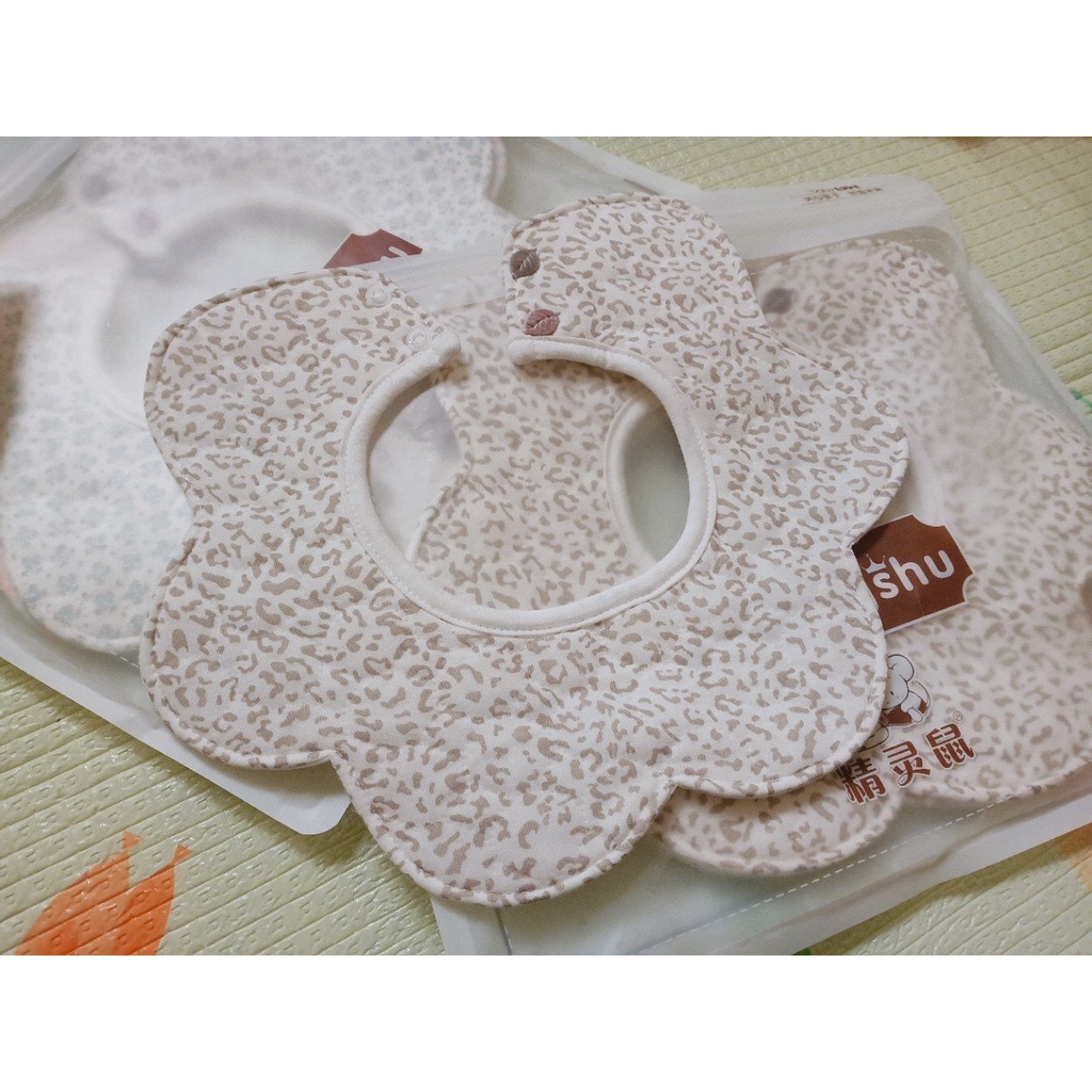 Khăn yếm tròn xoay 360 độ có cúc bấm yếm ăn dặm cho bé 100% Cotton hữu cơ tự nhiên mềm mại-BaByC