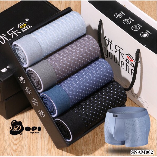Hộp 4 quần sịp nam thông hơi cao cấp.