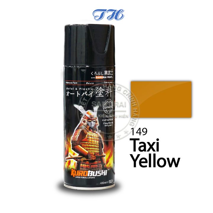 Sơn Xịt Samurai chuyên dùng cho xe máy màu vàng taxi 149 chống cháy, chống rạn nứt, vòi xịt chống chảy