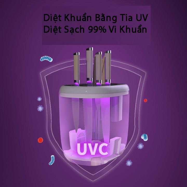 Kệ đựng dao kéo đũa nhà bếp có diệt khuẩn bằng tia UV - Giá để đồ dùng nhà bếp tiện lợi giúp nhà bếp gọn gàng