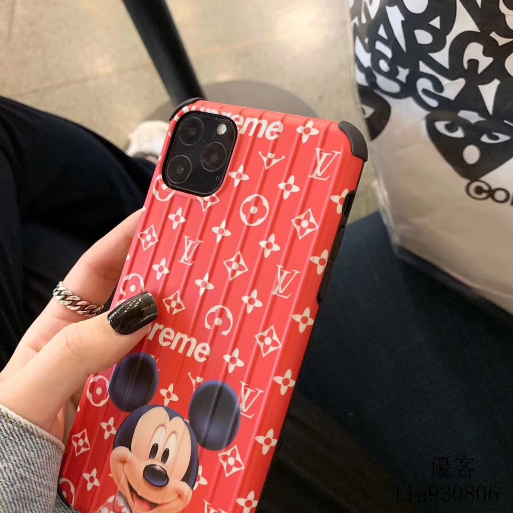 Lv Ốp Điện Thoại Họa Tiết Kẻ Sọc Hình Chuột Mickey Cho Iphone 12 Mini 11 12Pro Max SE2 Mobile