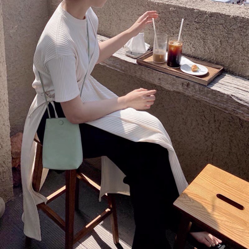 Áo kiểu form dài xẻ tà Chemial style Hàn Quốc