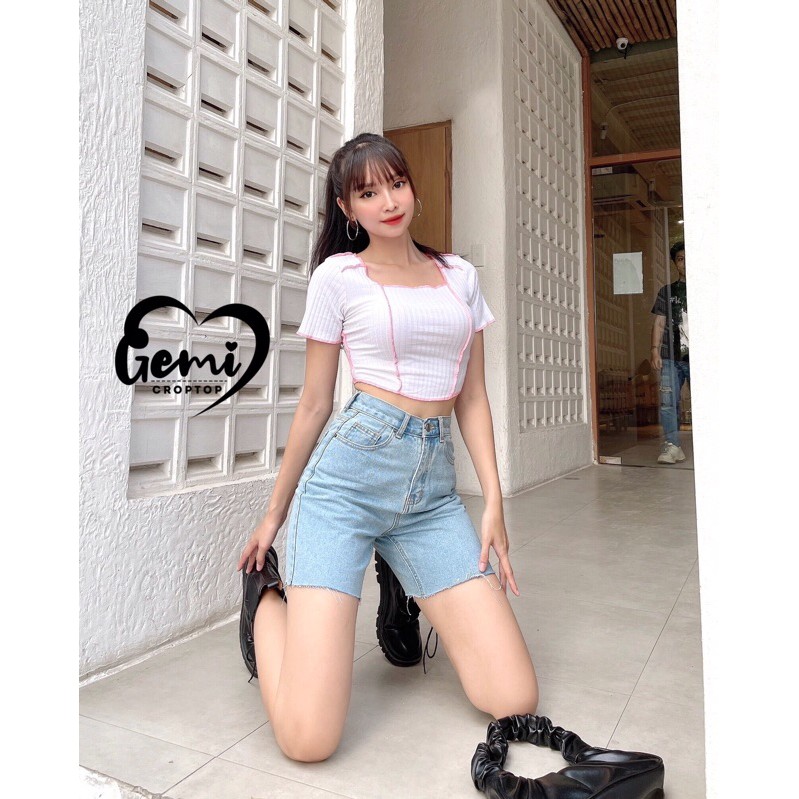 ÁO CROPTOP VẮT SỔ TAY NGẮN [GEMI SHOP]