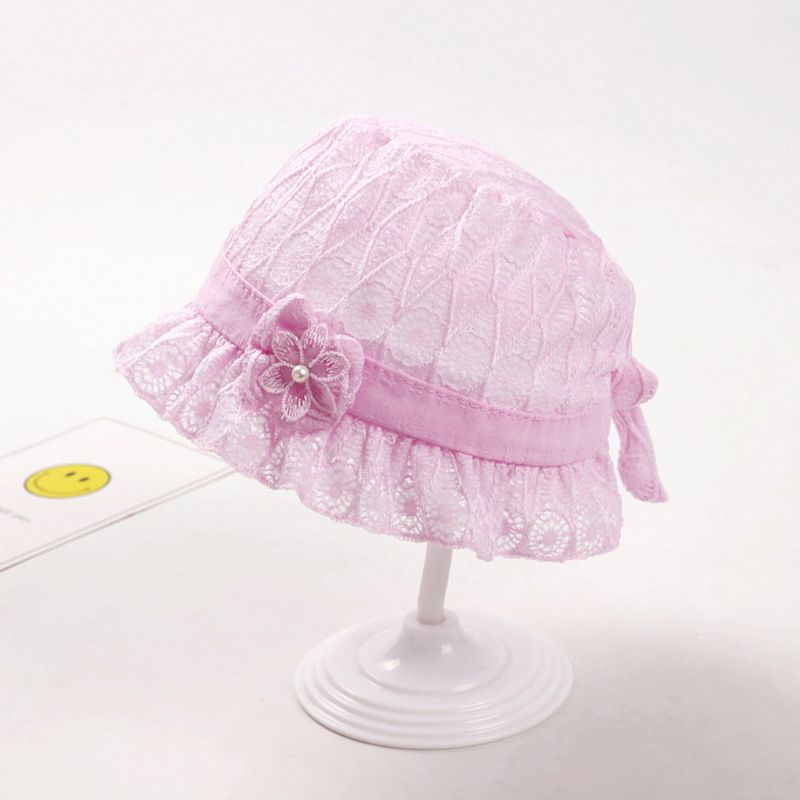 Mũ Cotton Phối Ren Dễ Thương Dành Cho Bé Gái