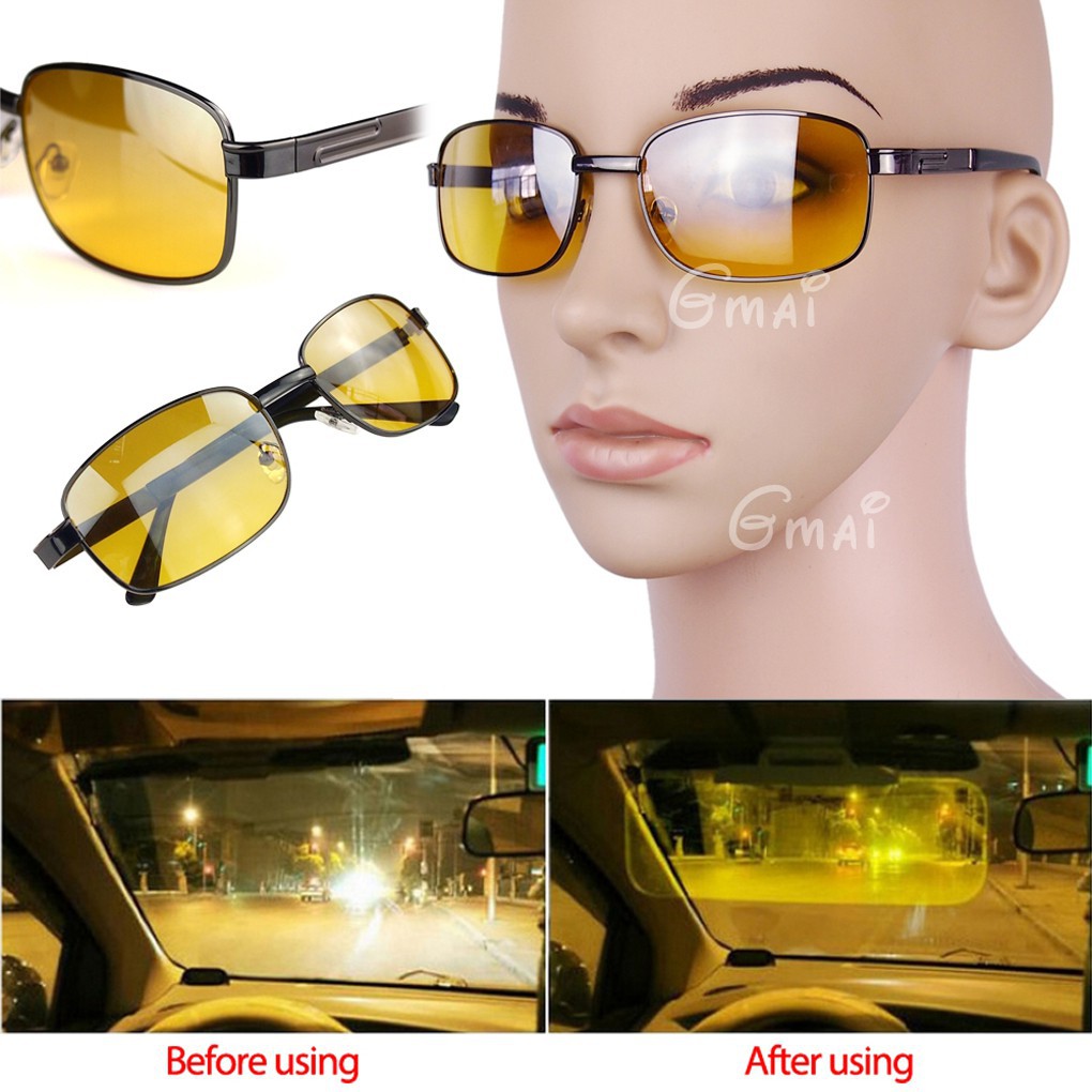 Đôi kính mát gọng vuông thời trang tiện dụng lái xe ban đêm