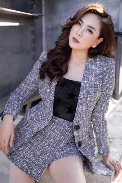 Áo dạ tweed chanh xả nguyên tag mác size L