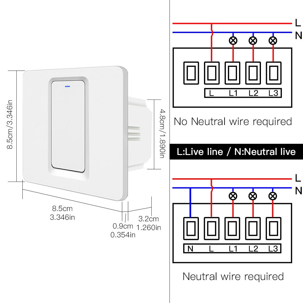 Công Tắc 1-2-3 Nút Ấn Thông Minh Moes WiFi / ZigBee Tuya,Cuộc Sống Thông Minh Tuya APP Alexa Điều Khiển Bằng Giọng Nói