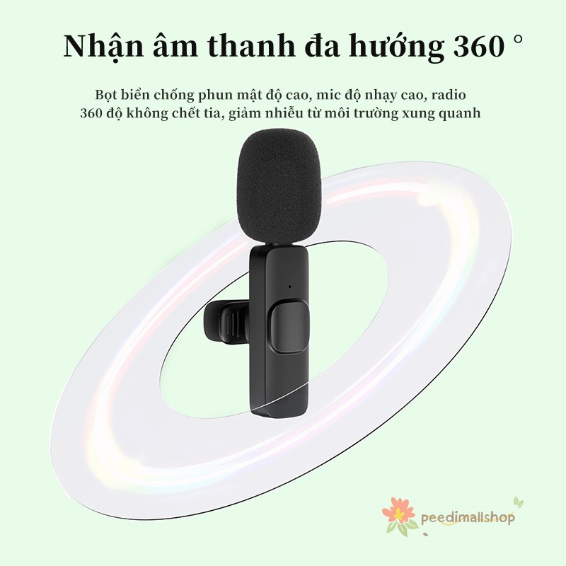 Micro Không Dây Micro mini Micro Thu Âm Micro Thu Âm Không Dây Cho Điện Thoại Bán tải 360 ° pin 75mAh Kết nối 20 mét
