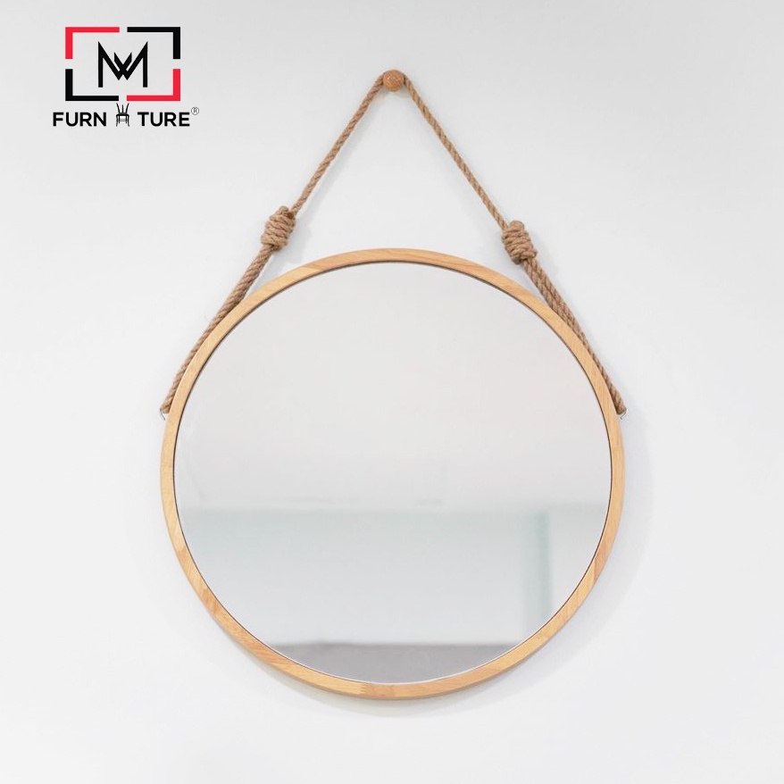 Gương tròn khung gỗ treo tường size 60 cm thương hiệu MW FURNITURE - Nội thất căn hộ