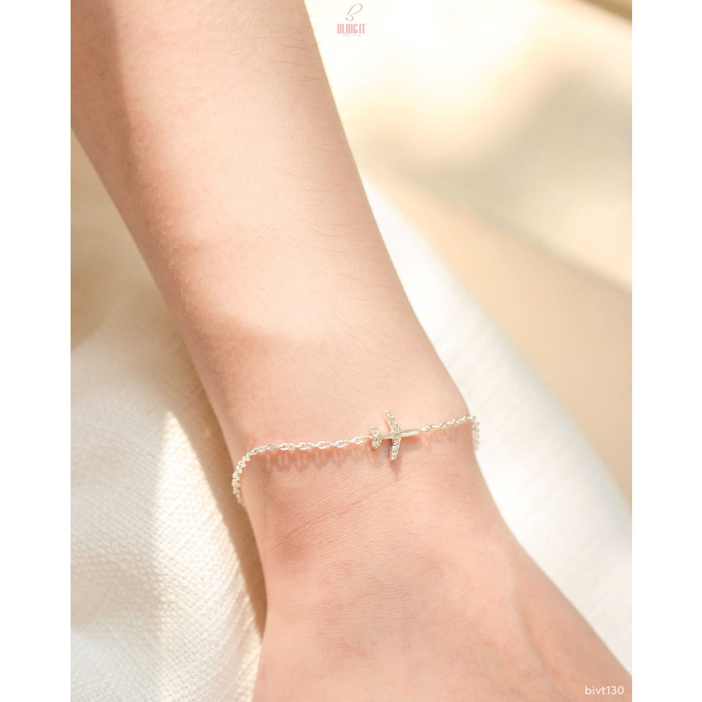 Lắc Tay Bạc Nữ BLING IT Thiết Kế Hình Chiếc May Bay Độc Đáo, Cá Tính - BIVT130