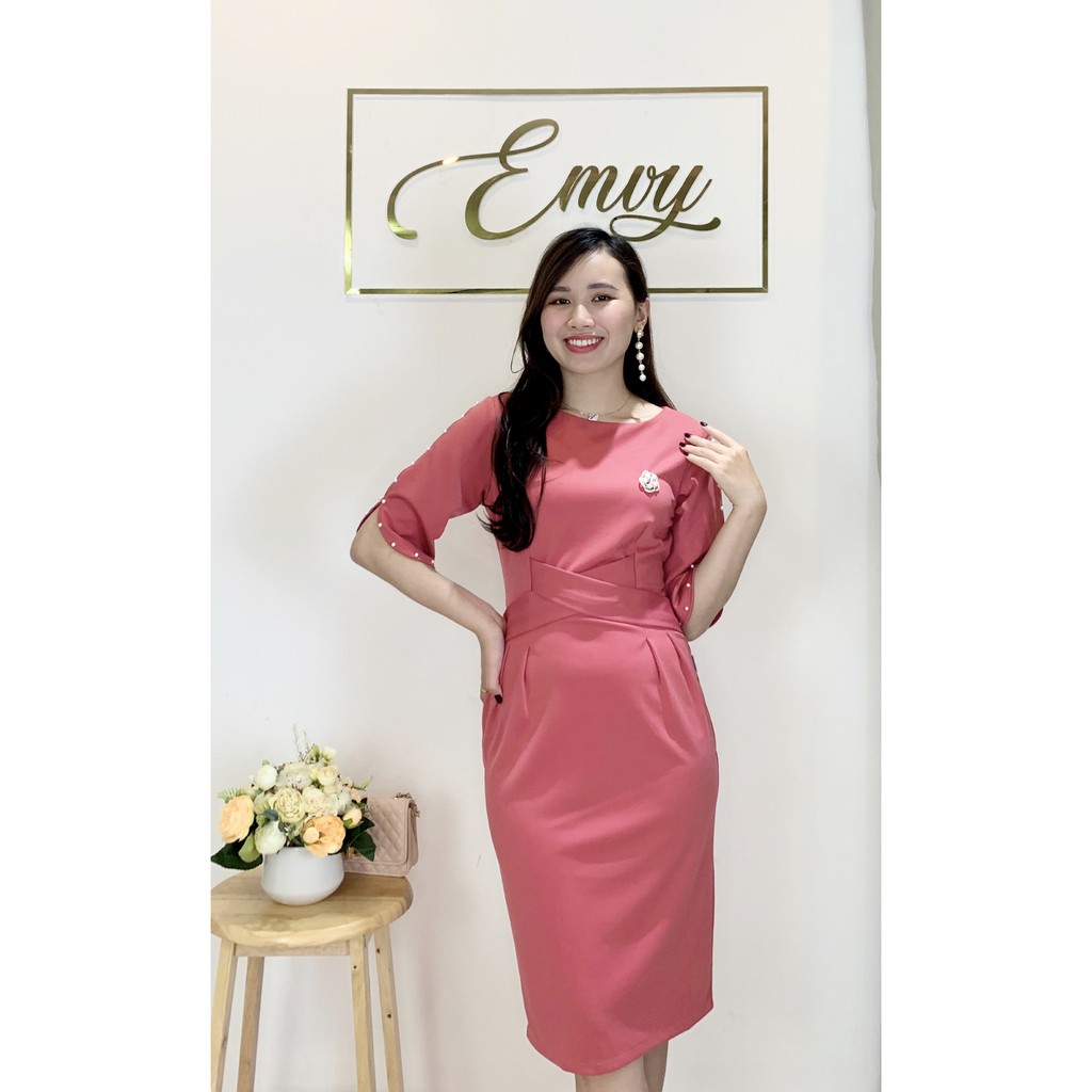 Váy umi body cổ tròn tay đính ngọc tặng kèm tag cài Emvy - K1 | BigBuy360 - bigbuy360.vn