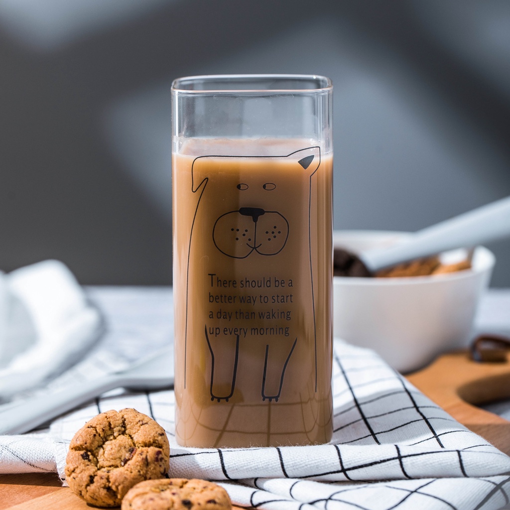 Ly thủy tinh chịu nhiệt uống nước dễ thương hình thú cưng, cốc thủy tinh cute trong suốt - Shop28Decor.com