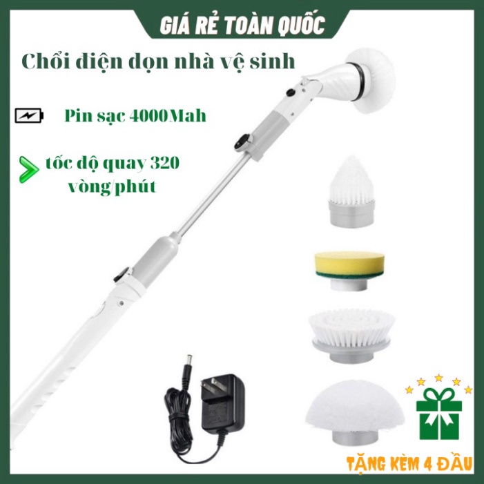 Máy Cọ Rửa Nhà Vệ Sinh Cầm Tay Đa Năng  Sạc Tích Điện 4000mah _ Chổi Chà Toilet Chà Bồn Cầu Nhà Tắm Thông Minh Tự Động