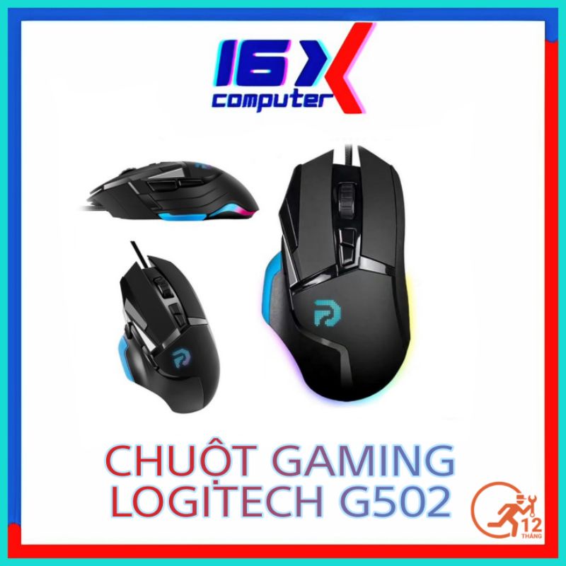 Chuột chơi game, chuột máy tính có dây G502 LED RGB 7200DPI Tùy Chỉnh, Tặng Kèm Lót Chuột Full Size, Bảo Hành 12 Tháng