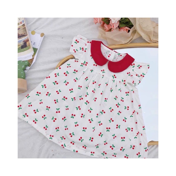 Váy đầm BABY SUP  cherry cho bé gái cân nặng 8-20KG