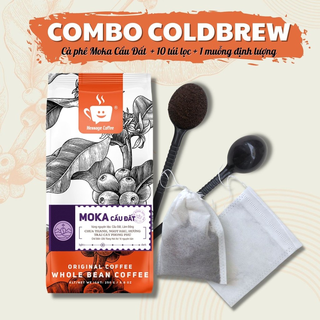 COMBO 10 Túi lọc trà, túi ủ cà phê Cold Brew làm bằng vải không dệt có dây rút tiện lợi đựng 60g cafe từ Message Coffee