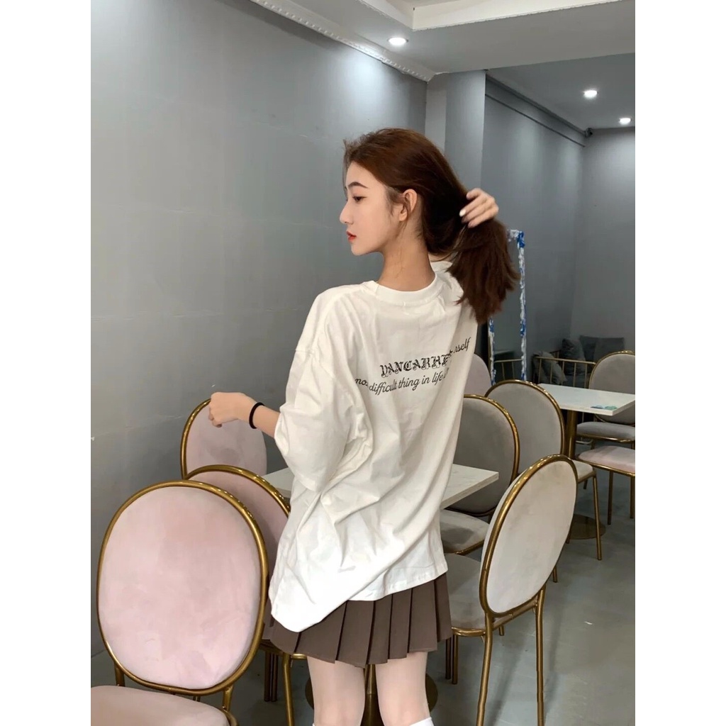 Porozi Áo thun  tay ngắn cổ tròn in họa tiết phong cách Hàn Quốc thời trang dành cho nữ