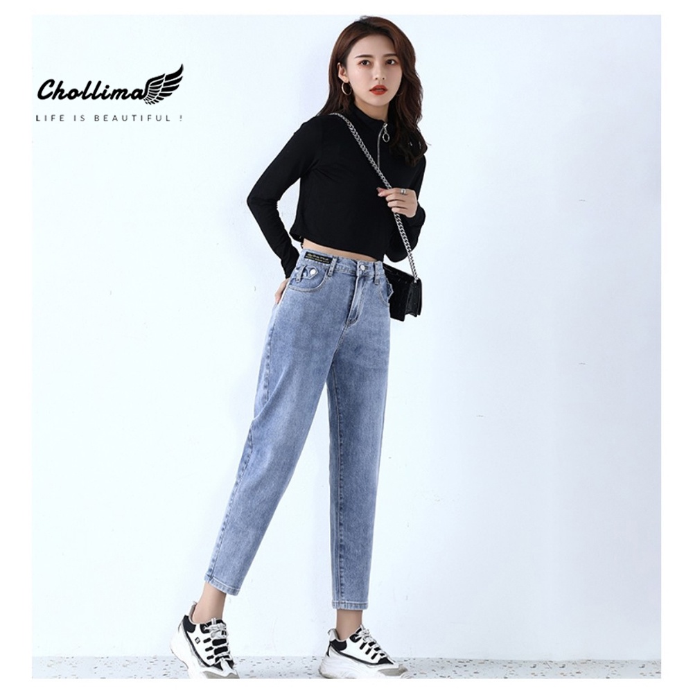 Quần baggy jeans nữ Chollima form rộng lưng thun gắn mạc đen QD008 ulzzang phong cách hàn quốc | BigBuy360 - bigbuy360.vn