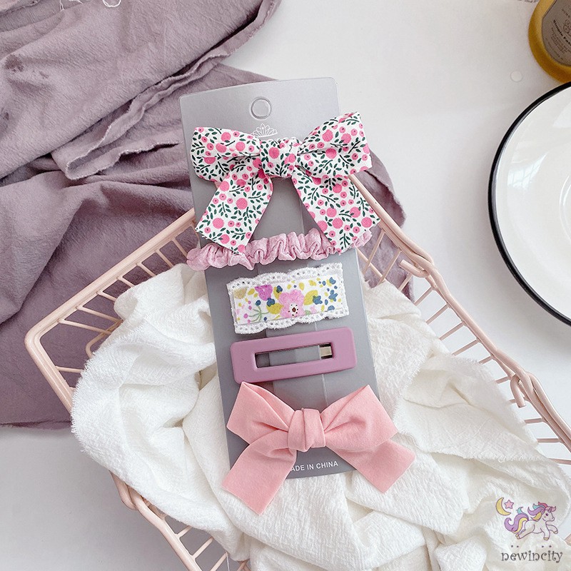 Set Kẹp Tóc Nơ Công Chúa Phong Cách Hàn Quốc Mùa Hè Dễ Thương Cho Bé Gái