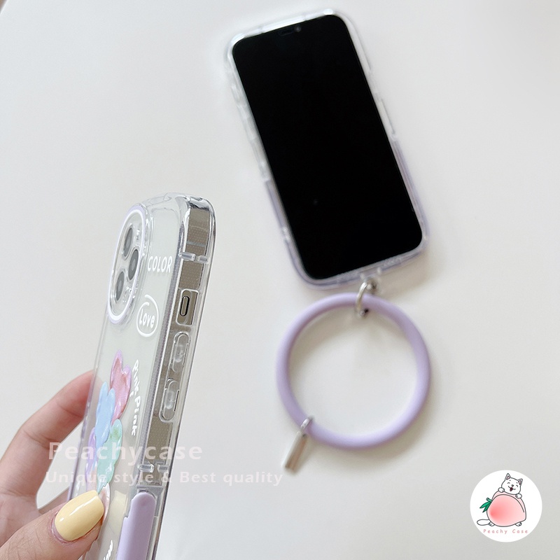Ốp Điện Thoại TPU Silicon Mềm Họa Tiết Trái Tim Nhiều Màu Sắc Có Giá Đỡ Nhẫn Vô Hình Cho iPhone 13 12 11 Pro Max X Xr Xs Max 13pro