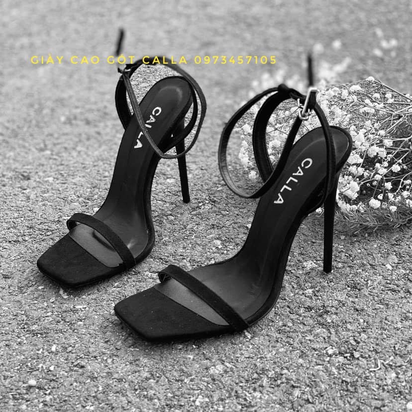 Sandal cao gót kiểu mới 10 phân, 11 phân màu đen mũi vuông MIA SHOES