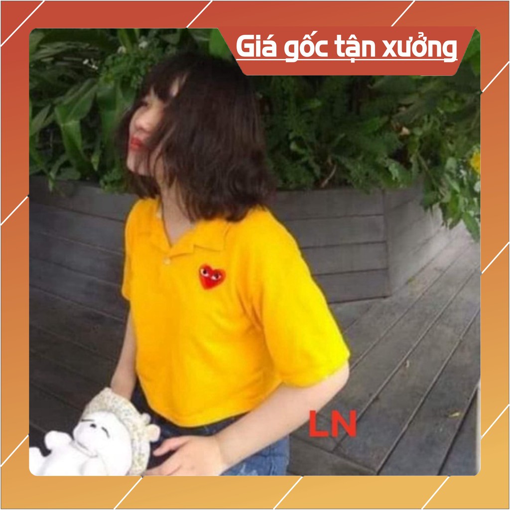 Áo croptop vàng polo tim mắt LN12