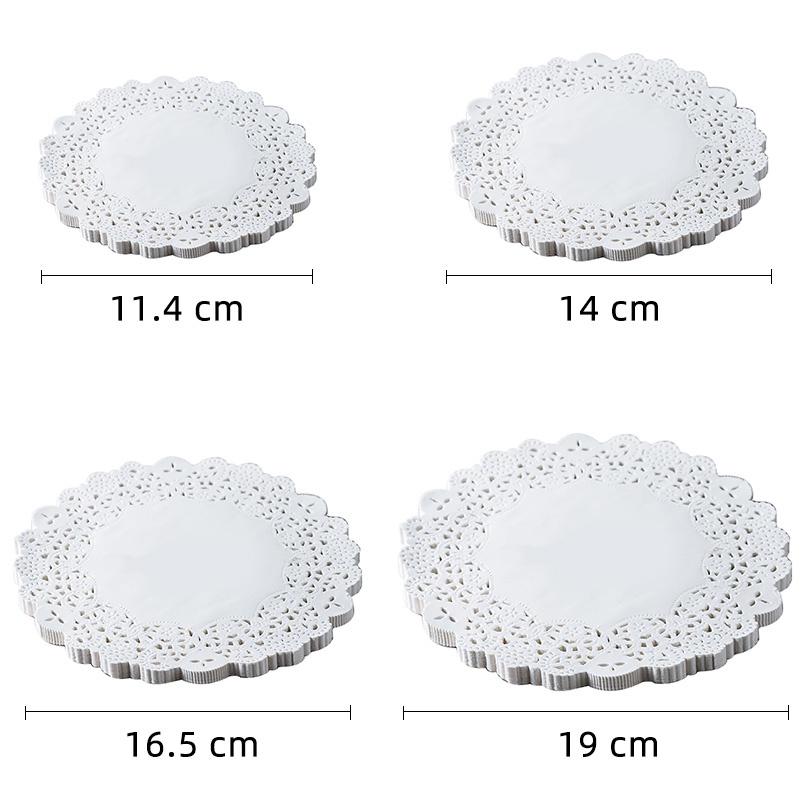 Set 100 tờ giấy ren hoa rỗng hình tròn màu trắng dập nổi trang trí tiệc sinh nhật DIY