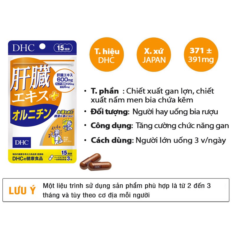 Viên uống bổ gan DHC Nhật Bản thực phẩm chức năng giải độc gan đào thải rượu hiệu quả 15 ngày TM-DHC-LIV15