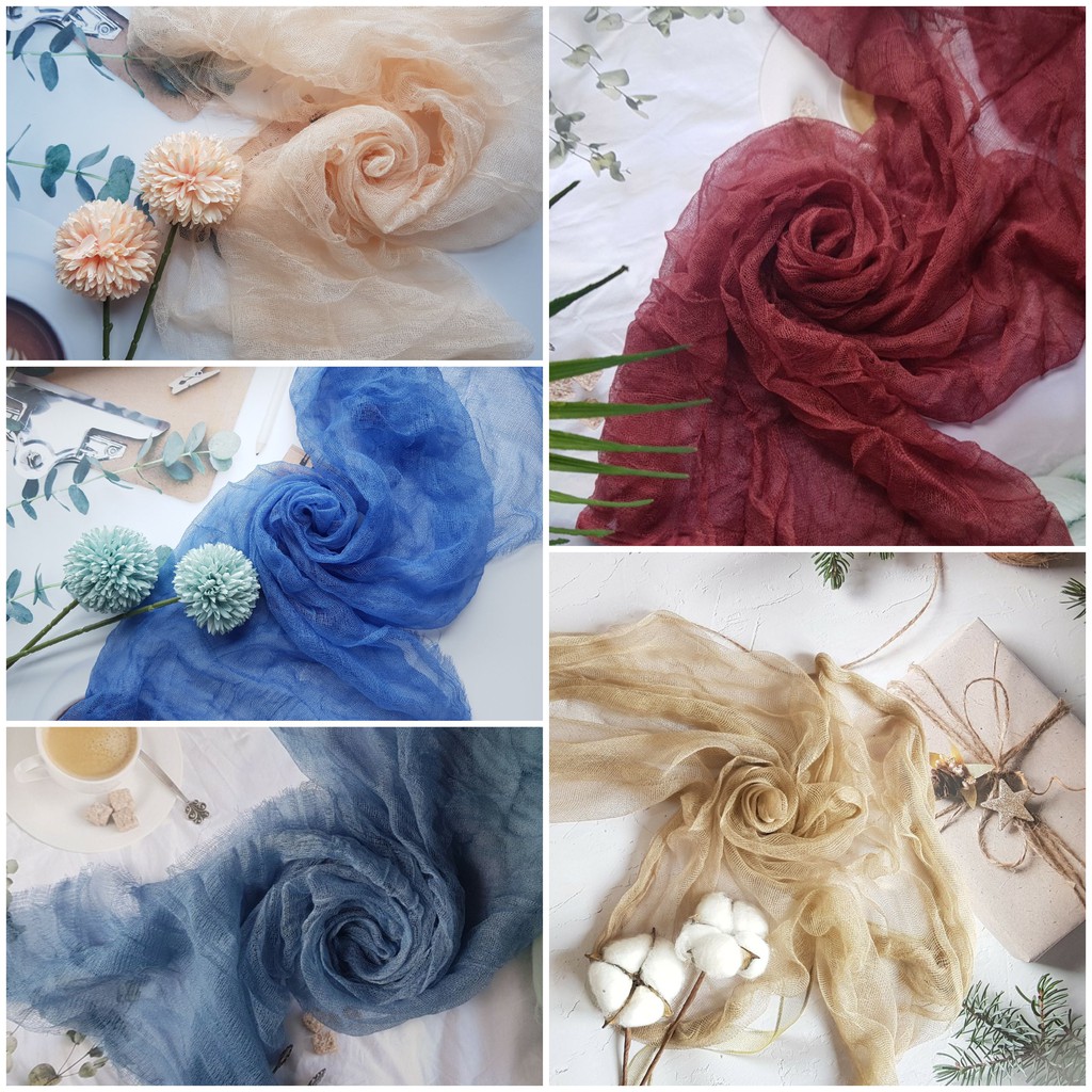 KHĂN LƯỚI COTTON trải bàn đủ màu trang trí bàn tiệc.. vải mùng phụ kiện decor chụp ảnh food