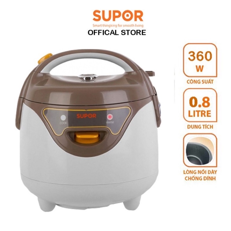 NỒI CƠM ĐIỆN MINI SUPOR 0,8L - LÒNG NỒI TRÁNG MEN CHỐNG DÍNH