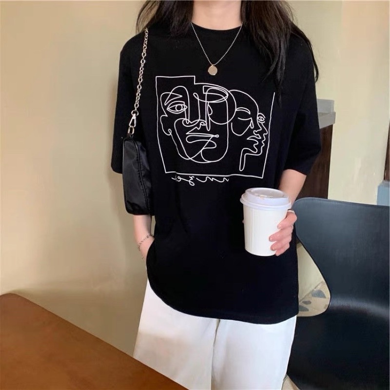 Áo phông 3158 nam nữ tay lỡ, áo thun ovesize form rộng chất cotton khô in hình rối | BigBuy360 - bigbuy360.vn