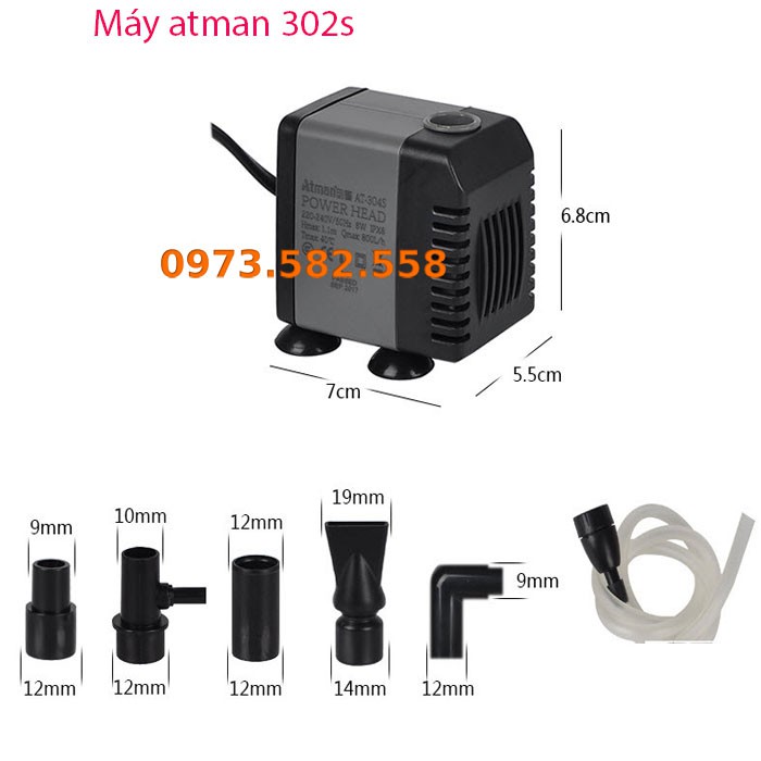 Máy Bơm Nước Hồ Cá, Bể Cá Atman 302S Tiết Kiệm Điện Năng (Chính Hãng)