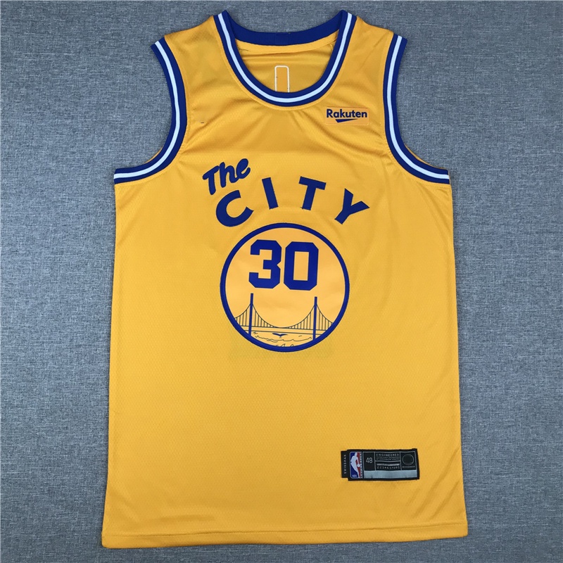 Áo Bóng Rổ NBA Gold State Warriors Cá Tính Cho Nam #Áo Bóng Rổ Màu Trắng Vàng Số 30 Stephen Curry Năng Động Thời Trang